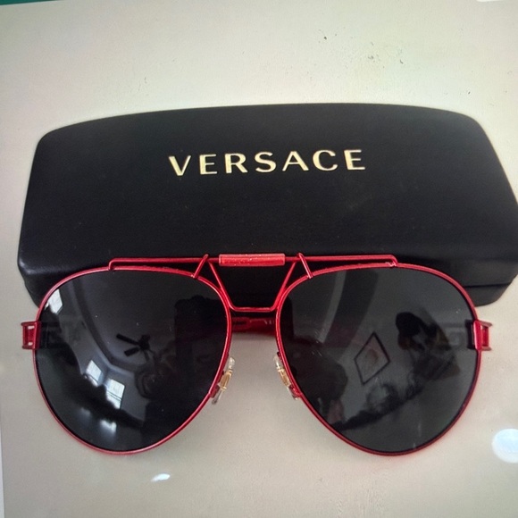 Versace Accessories - VERSACE Wire RocK Pilot Medusa 2160 Red Gold VE2160 Aviator Sunglasses Unisex